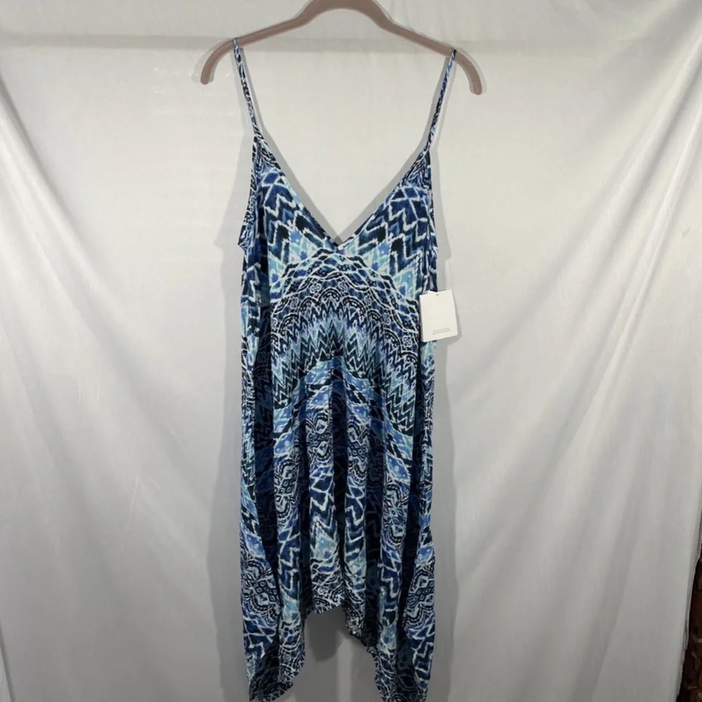 NEW La Blanca‎ [ S/M ] Oasis Ikat Asymmetrical Cover up Dress in Blue - Picture 9 of 12